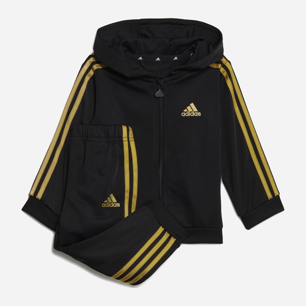 Komplet dresowy (bluza + spodnie) chłopięcy Adidas I 3S Shiny TS HR5874 86 cm Czarny/Złoty (4066748145928) - obraz 1