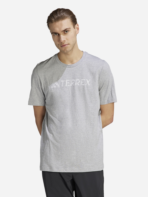Koszulka męska bawełniana Adidas Terrex Classic Logo Tee HY1695 L Szara (4066762178629) - obraz 1