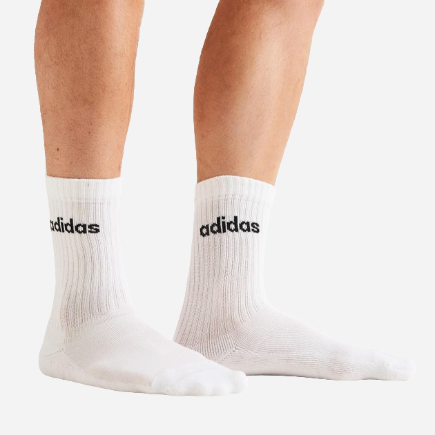 Набір чоловічих шкарпеток високих бавовняних Adidas C LIN CREW 3P IC1302 46-48 3 пари Сірий/Білий/Чорний (4066746467275) - зображення 2