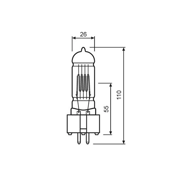 Лампа галогенна студійна Osram 64719 650W 230V GX9.5 - зображення 3
