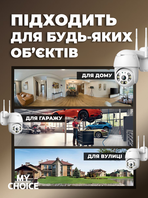 Уличная наружная поворотная Wi-Fi камера видеонаблюдения 4Мп с датчиком движения и блоком питания - изображение 6