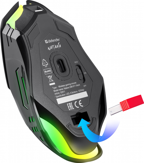 Mysz Defender KATANA GM-511 Wireless Black (4745090822755) - obraz 9