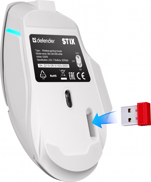 Mysz Defender STIX GM-009 Wireless White (4745090822731) - obraz 5