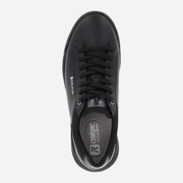 Sneakersy męskie skórzane do kostki RIEKER revu1100-00 43 Czarne (4061811780228) - obraz 6