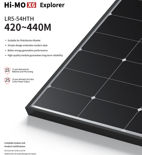 Сонячна батарея LONGI Solar LR5-54HTH-440M - зображення 3