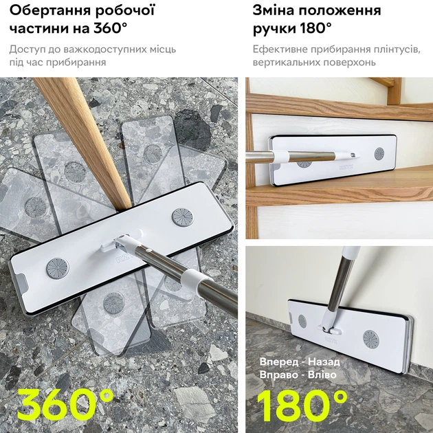 Комплект для уборки RZTK Flat Mop + 1 дополнительная насадка