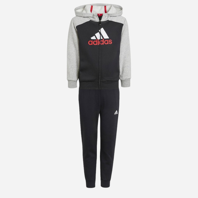 Komplet sportowy chłopięcy ocieplany (bluza + spodnie) adidas LK BL FL TS IJ6386 128 cm Szary/Czarny (4066762627738) - obraz 1