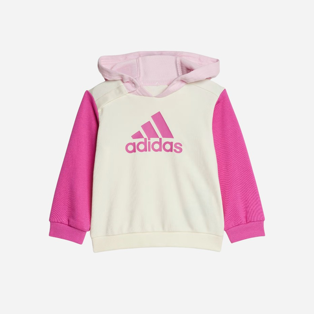 Дитячий спортивний костюм (худі + штани) для дівчинки Adidas I CB FT JOG IQ4084 80 см Бежевий/Рожевий (4067887146944) - зображення 2