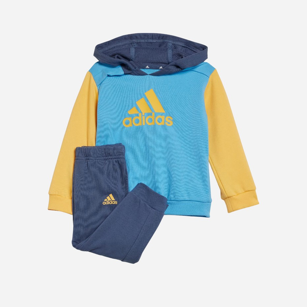 Dres sportowy (bluza z kapturem + spodnie) dla chłopca Adidas I CB FT JOG IS2678 104 cm Niebieski/Żółty/Błękitny (4067887147170) - obraz 1