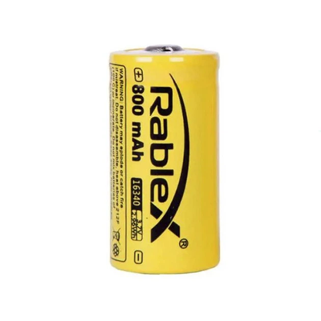 Акумулятор 16340 літій-іонний Rablex 8О0mAh, З.7V - Фото 3 Акумулятор 16340 літій-іонний Rablex 8О0mAh, З.7V - зображення 3
