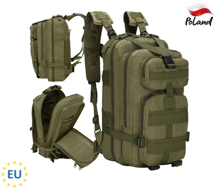 Тактический военный рюкзак для выживания TRIZAND (Польша) 38 л Зеленый - изображение 1
