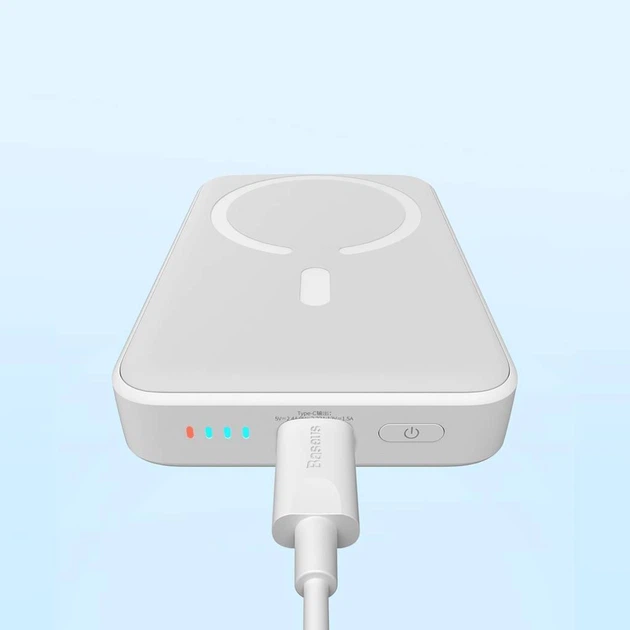 Павербанк BASEUS Magnetic Mini Wireless 10000mAh 20W с беспроводной зарядкой Qi 15W (PPCX030002) White - изображение 4