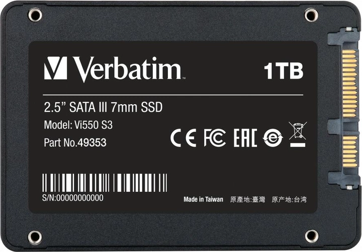SSD dysk Verbatim VI550 S3 1TB 2.5" SATA III Black - obraz 2