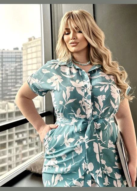 Платье с бантом 621547 Бирюзовый 50-52 - изображение 3