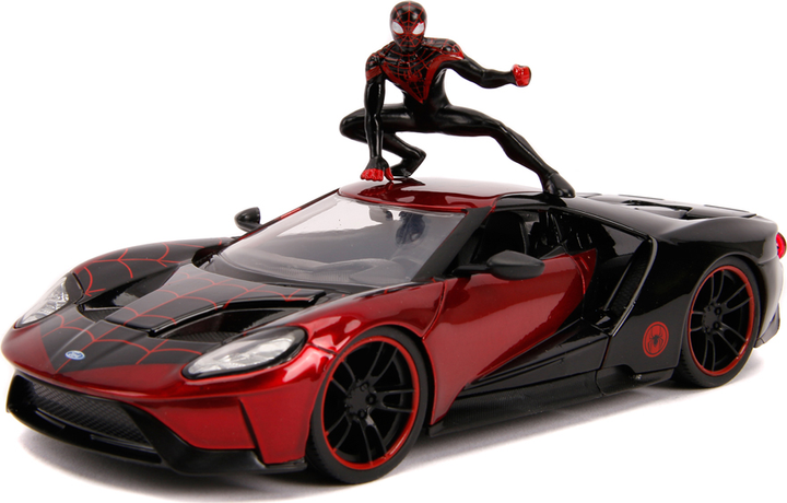 Metalowy samochód Jada Marvel Spider-Man Ford GT (2017) + figurka Miles Morales 1:24 (SBA253225008) - obraz 3