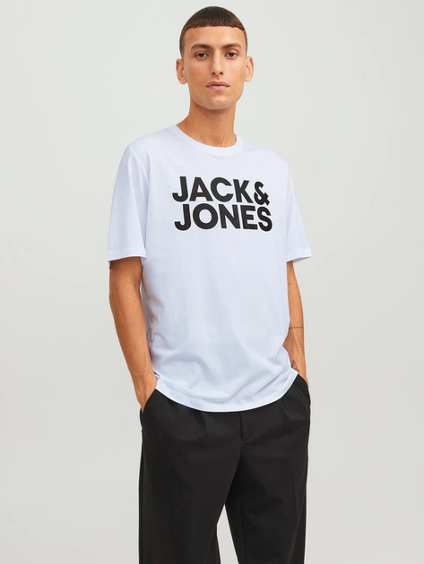 Футболка хлопковая мужская Jack & Jones 12151955 L Белая (5715094275498 ...