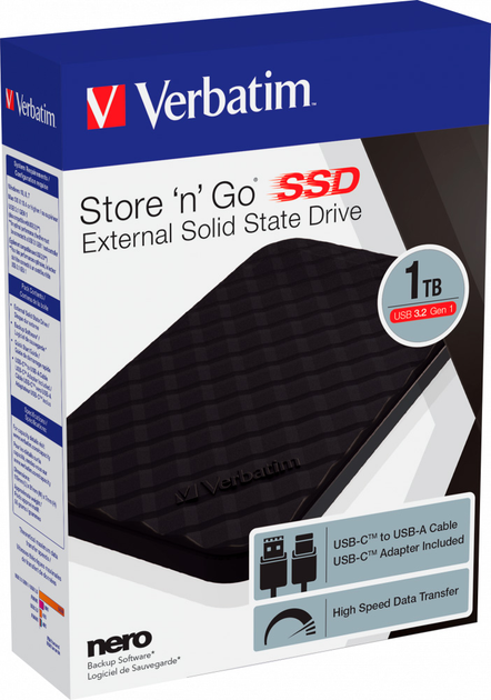 SSD диск Verbatim Store ‘n’ Go 1TB USB 3.2 Gen 1 Black - зображення 4
