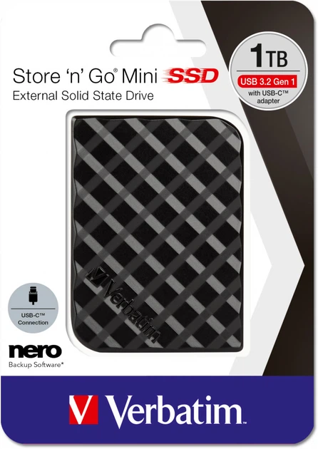 SSD диск Verbatim Store ‘n’ Go Mini 1TB USB 3.2 Gen 1 Black - зображення 7
