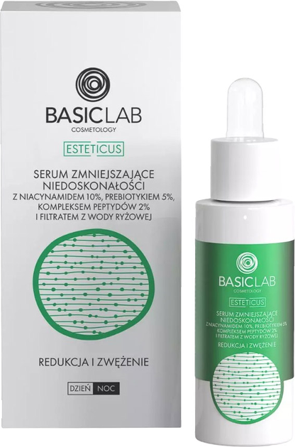 Serum do twarzy BasicLab Esteticus Redukcja i zwężenie z niacynamidem 10% zmniejszające niedoskonałości 30 ml (5907637951543) - obraz 2