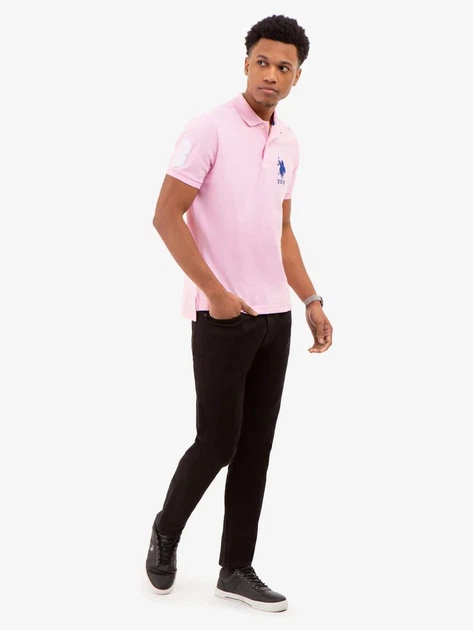 【ローズピンク（64）】COTTON KNIT POLO L/S UNISEX Поло длинное мужское U.S. Polo Assn 113044-8800A(PINK SUNSET