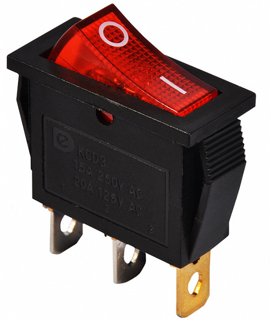 Выключатель клавишный KCD3-101N R/B с подсветкой красный АСКУ-УКРЕМ A0140040027 - Фото 1 Выключатель клавишный KCD3-101N R/B с подсветкой красный АСКУ-УКРЕМ A0140040027 - изображение 1