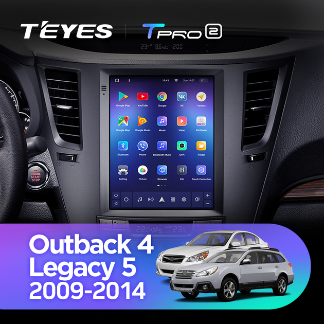 Штатная магнитола Teyes TPRO 2 для Subaru Outback 4, Legacy 5 Tesla style 2009 2014 Android - изображение 3