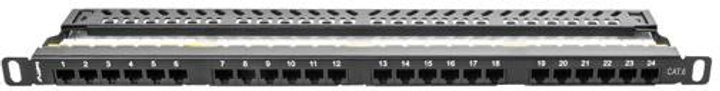 Патч-панель anberg 24 port 0.5U kat.6 Black (PPU6-0024-B) - зображення 3