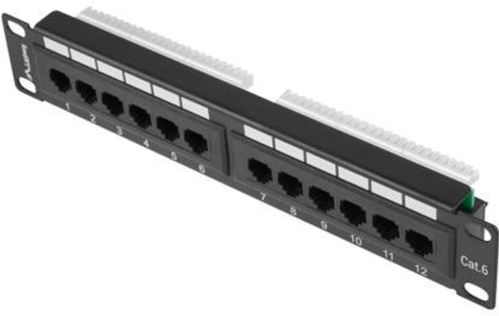 Patch panel Lanberg 12 port 1U 10" kat.6 Black (PPU6-9012-B) - obraz 1