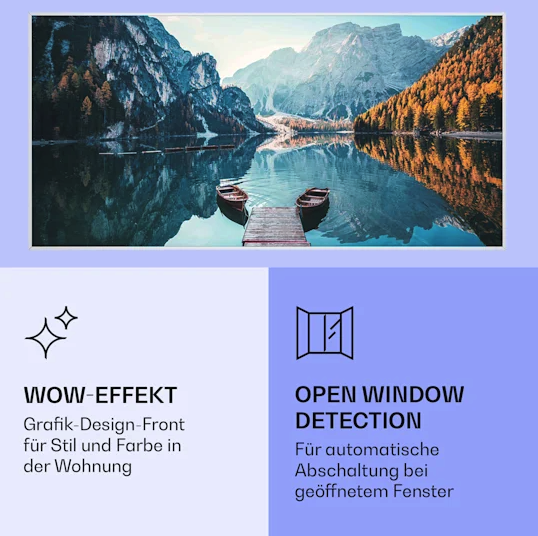 Інфрачервоний обігрівач Klarstein Wonderwall Air Art Smart, 120x60cm, 700Вт, Настінний, Lake Horizontal - зображення 4
