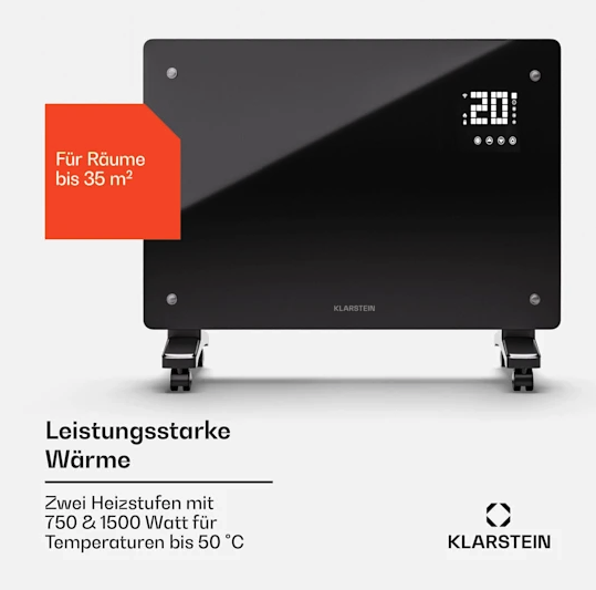 Изогнутый конвекционный обогреватель Klarstein Bornholm Smart 1500, 1500 Вт, 50 °C, 30 м² - изображение 4