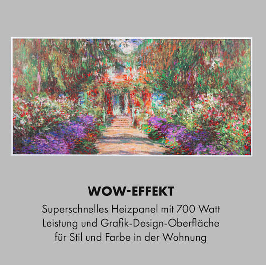 Інфрачервоний обігрівач Klarstein Wonderwall Air Art Smart, 120x60cm, 700Вт, Настінний, Садова доріжка - зображення 7