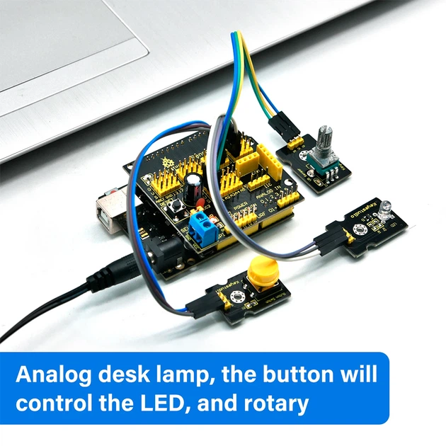 Набір датчиків Arduino навчальний Keyestudio 37 в 1 Жовтий (1014-189-00) - зображення 10