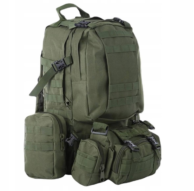 Рюкзак тактический на 50л с подсумками цвет олива - изображение 1