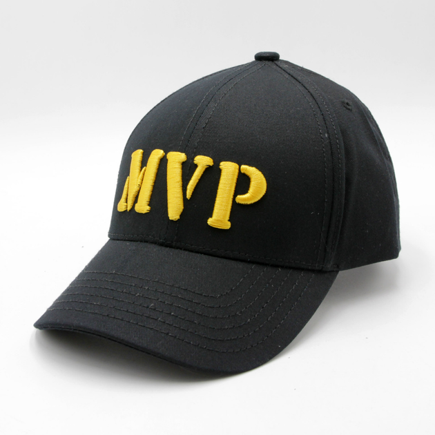 Бейсболка чорна з жовтою вишивкою MVP Born to win на літо з регулюванням розміру one size