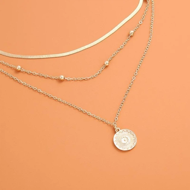 Потрійний ланцюжок з підвіскою кулоном Honey Fashion Accessories золотистий (12-149) - Фото 2 Потрійний ланцюжок з підвіскою кулоном Honey Fashion Accessories золотистий (12-149) - изображение 2