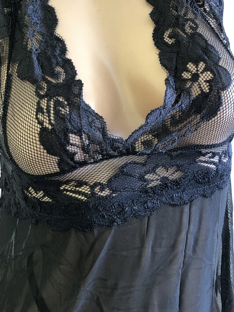 Комплект пеньюар и трусики комбинация сексуальное эротическое белье Sexy S черный (8-135) - изображение 3