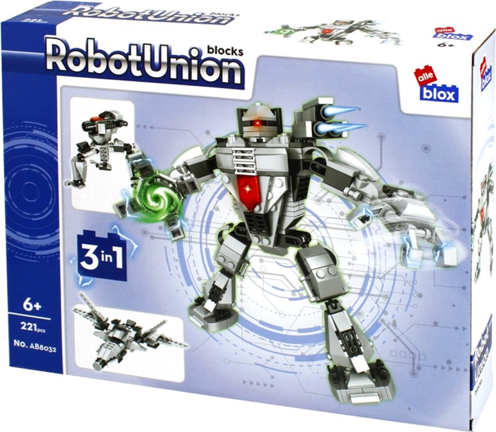Конструктор Alleblox RobotUnion 3 in 1 Сріблястий 221 деталь (5904335831085) - зображення 2