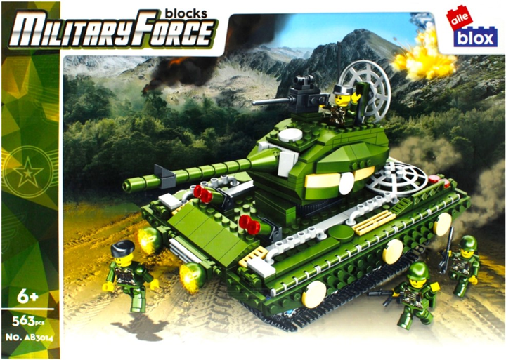 Klocki konstrukcyjne Alleblox Military Force Czołg 563 elementy (5908275197980) - obraz 1
