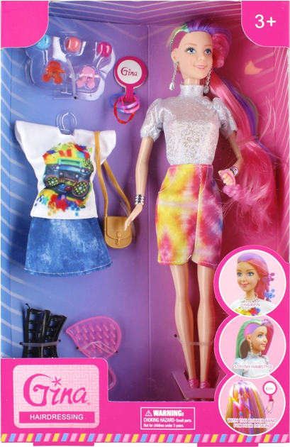 Лялька з аксесуарами Gina з різнобарвним волоссям 29 см (5904335899719) - зображення 1