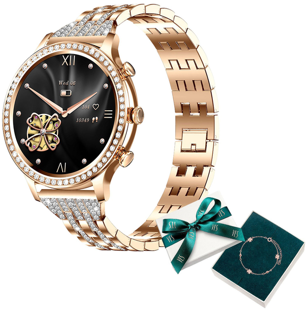 Smartwatch Manta Diamond Lusso Złoty + Bransoletka YES (SWD01GD) - obraz 1