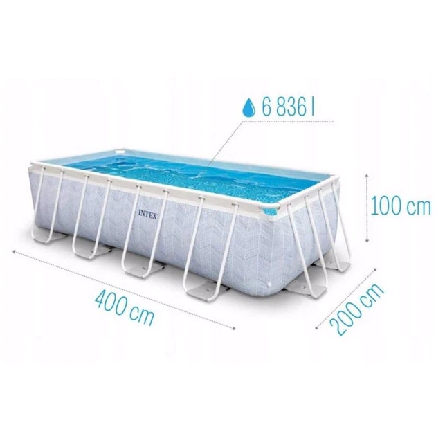 Прямоугольный каркасный бассейн Intex 26780 (400 x 200 x 100 см) CHEVRON PRISM FRAME RECTANGULAR PREMIUM POOL - изображение 4
