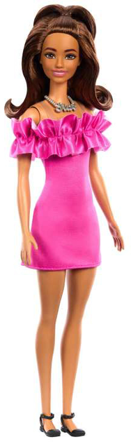 Лялька Barbie Fashionistas Doll #217 With Brown Wavy Hair & Pink Dress, 65th Anniversary (HRH15) - зображення 2