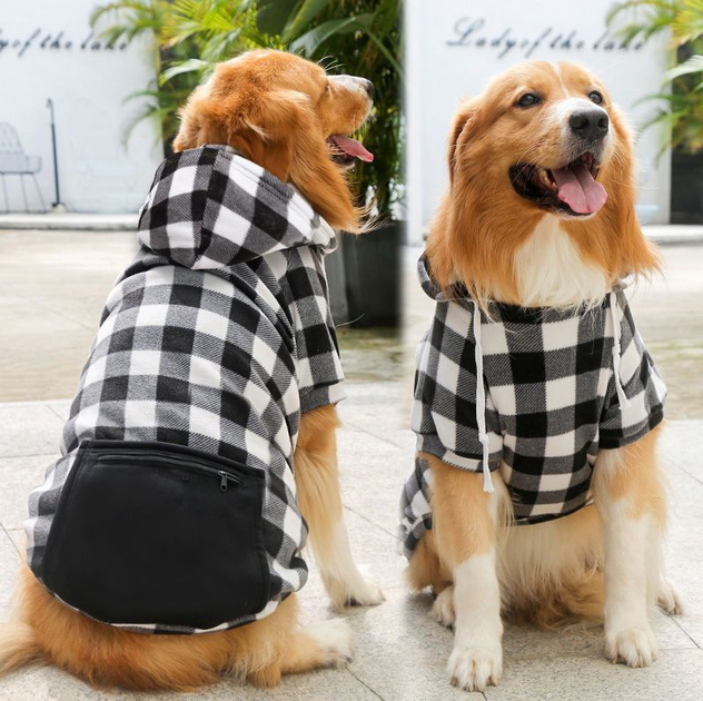 Худи для котов и кошек с карманом Pet Style "Сосиска" Черно-белая клетка 5XL - Фото 4 Худи для котов и кошек с карманом Pet Style "Сосиска" Черно-белая клетка 5XL - изображение 4