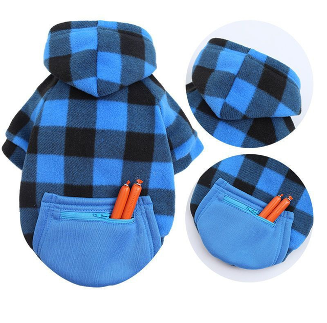 Худи для котов и кошек с карманом Pet Style "Сосиска" Черно-синяя клетка XL - Фото 8 Худи для котов и кошек с карманом Pet Style "Сосиска" Черно-синяя клетка XL - изображение 8