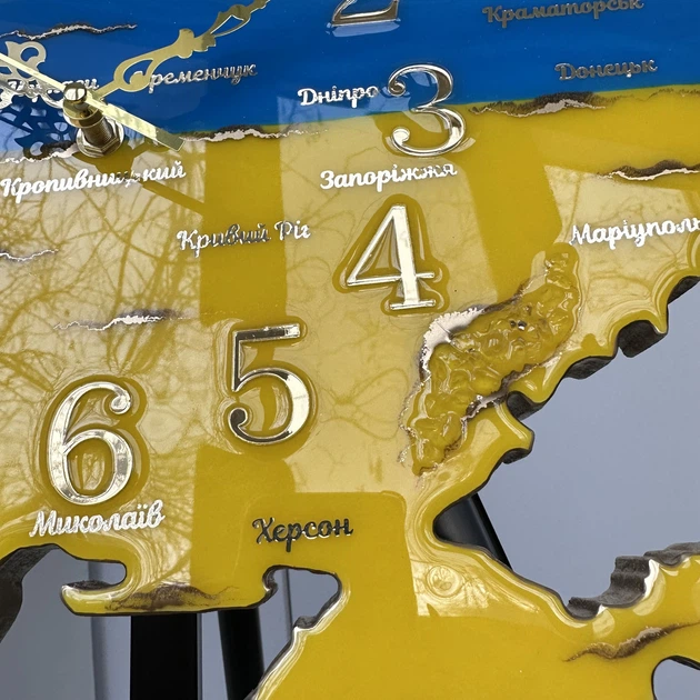 Часы настенные из эпоксидной смолы "Карта Украины" 50х34 см (033-50) - Фото 6 Часы настенные из эпоксидной смолы "Карта Украины" 50х34 см (033-50) - изображение 6