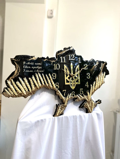 Годинник настінний з епоксидної смоли "Карта України" 60х40 см (005-60) - зображення 4
