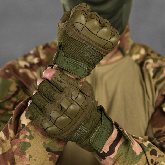 Перчатки Mechanix M-Pact 3 с открытыми пальцами и защитными накладками олива размер L - изображение 2