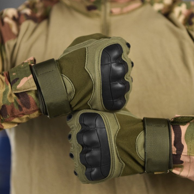 Закрытые перчатки Stendboy с защитными накладками олива размер M - изображение 2