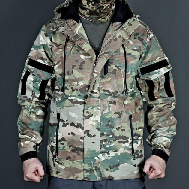 Мужская влагозащищенная куртка с капюшоном Civic J8 мультикам размер XL - изображение 2