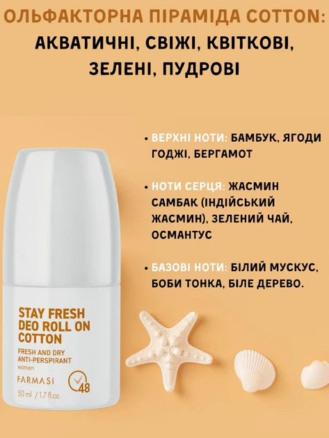 Женский роликовый антиперспирант Farmasi Cotton 50 мл - изображение 2